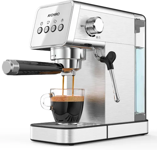 Vista 9 de AYCHIRO Máquina de café expreso de 20 barras con espumador de leche, cafetera espresso profesional para el hogar, cafetera de capuchino de acero