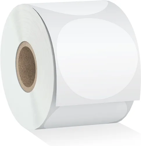 Vista 10 de Misofuki 2 pulgadas, 750 etiquetas adhesivas térmicas directas circulares azules compatibles con cebra, rollo, MUNBYN, etiquetas térmicas directas