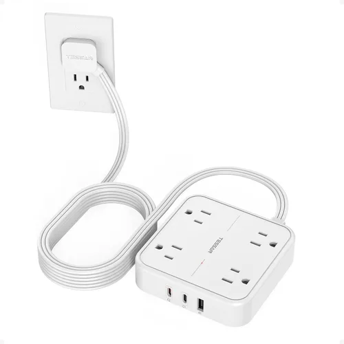 Vista 18 de TESSAN Cable de extensión plano protector de sobretensiones de 1 pie
