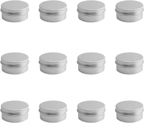 Vista 11 de Othmro 12 latas redondas de metal de 1.4 onzas, latas de aluminio, envases recargables de 1.4 fl oz, latas de lata con tapa de tornillo para 12