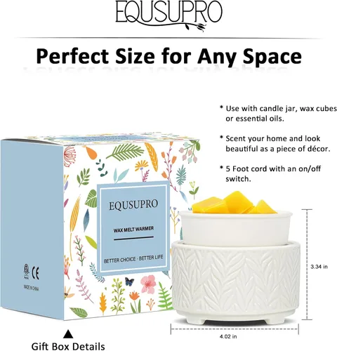 Vista 5 de EQUSUPRO Calentador de cera para derretir cera perfumada 3 en 1, calentador eléctrico de cera de cerámica, quemador, derretidor de cera de fragancia