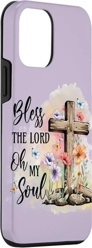 Vista 3 de Funda para iPhone 12 mini Bless The Lord Jesucristo Cross Purple Flower Butterfly Case