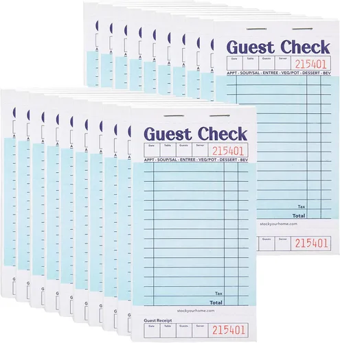 Vista 14 de Stock Your Home Libros de Cheques de Huéspedes en Blanco y Negro para Meseros (Paquete de 5) Blocs de Notas de Mesero, Talonario de Cheques