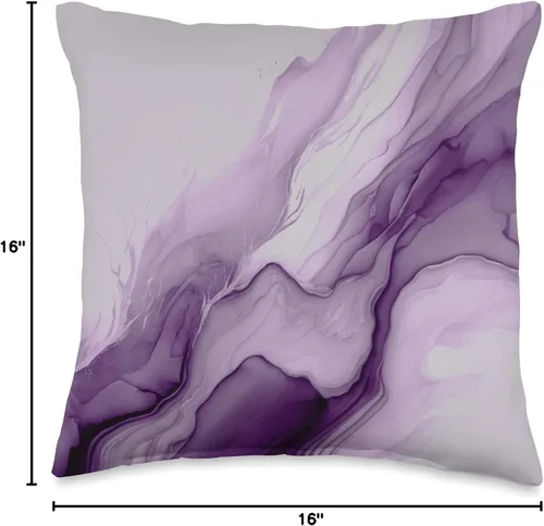 Vista 4 de Pretty Trendy Modern Color Designs Almohada de flujo de tinta abstracta color morado lavanda, 16 x 16 pulgadas, multicolor