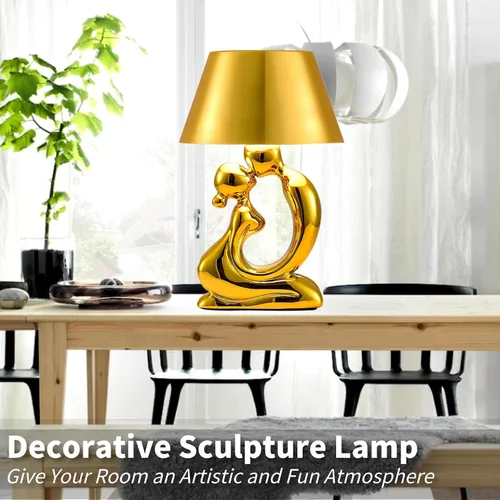 Vista 7 de Lámpara de mesa inalámbrica, lámpara de estatuas de Thinker, lámpara de escritorio estética LED táctil, recargable, funciona con pilas, luz de noche
