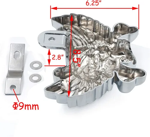 Vista 2 de MT246-010 - Cubierta de cuerno de hueso con calavera cromada compatible con Harley 1992-2005 2006 2007 2008 2009 2010 2011 2012 2013 2014 2015