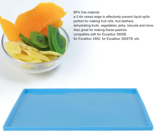 Vista 7 de Alfombrillas deshidratadoras de silicona con borde, 4 alfombrillas antiadherentes reutilizables para deshidratador de frutas, compatibles