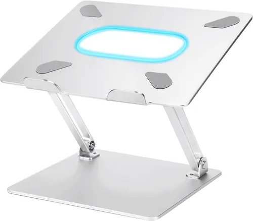 Vista 6 de Soporte ergonómico de aluminio para computadora portátil, altura ajustable, elevador plegable para laptop de 10 a 17 pulgadas (negro)