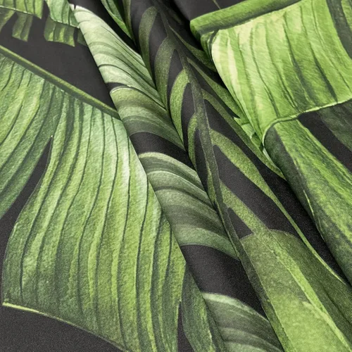 Vista 7 de Cortina de Ducha de Hojas Tropicales, Cortina de Baño Decorativa Verde y Negra con Hojas de Palmera y Plátano, Juegos de Cortinas de Ducha de Tela