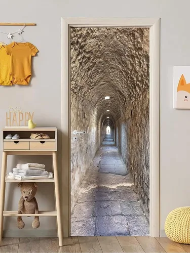Vista 21 de artfanke Murales 3D de bosque caducifolio amarillo para puerta, 30.3 x 78.7 pulgadas, calcomanías autoadhesivas para puerta, póster de bricolaje