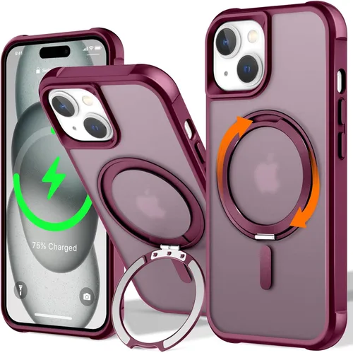 Vista 107 de UMIONE - Funda con diseño de anillo magnético giratorio de 360° para iPhone 11, soporte de bucle invisible integrado, compatible con Magsafe, funda