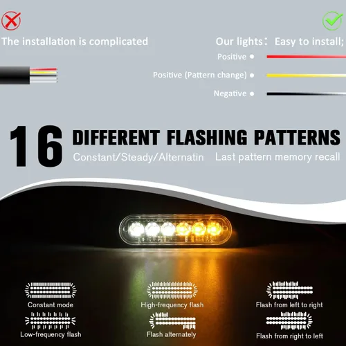 Vista 5 de DIBMS Luces LED de emergencia estroboscópicas, 8X ámbar blanco 6 LED de advertencia intermitente de emergencia luz de precaución construcción luz
