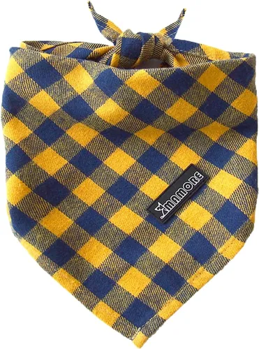 Vista 11 de Pañuelo ajustable para perro, 1 bufanda triangular de algodón suave y lavable para perros y gatos pequeños, medianos y grandes (marrón y azul, S)