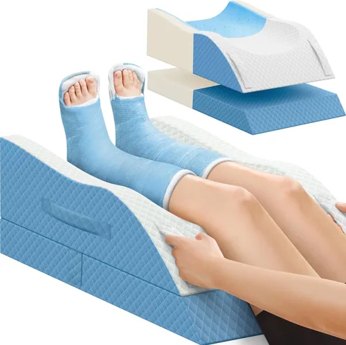 Vista 9 de Almohadas de elevación TranquilRelax para piernas después de cirugía, almohada de cuña de espuma viscoelástica ajustable para lesiones o descanso