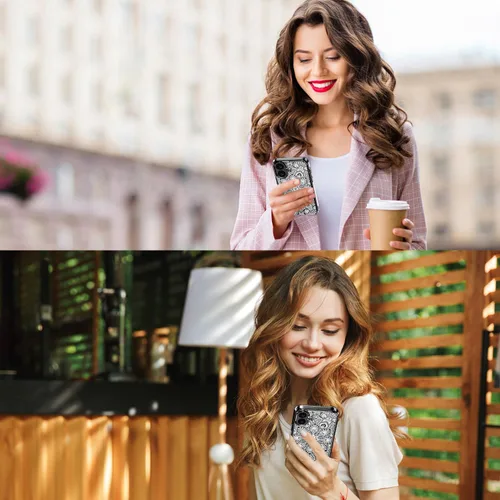 Vista 2 de ICEDIO Funda para iPhone 16+ Plus con protector de pantalla, transparente con patrones de moda, diseñada para niñas y mujeres, funda de ajuste