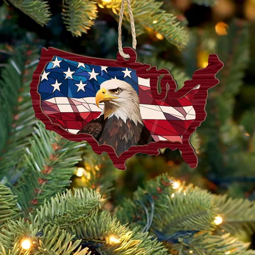 Vista 3 de Artsy Woodsy Adorno de Navidad de veterano para árbol de Navidad, plano 2D (no adorno 3D), regalos para soldado veterano, fuerzas armadas