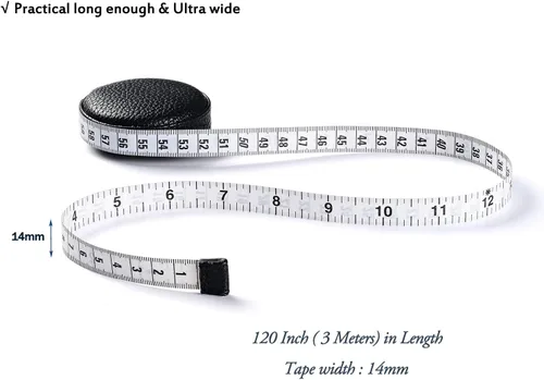 Vista 6 de Cinta métrica de cuerpo de 9.8 ft/120 para tela corporal, cinta métrica para coser tela, sastres, cinta de medidas médicas, tela de costura de doble