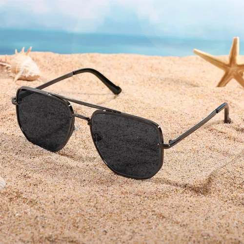 Vista 7 de FEISEDY Gafas de sol de aviador cuadradas para mujeres y hombres, lentes degradadas, lentes retro, pequeñas pantallas de metal B2953