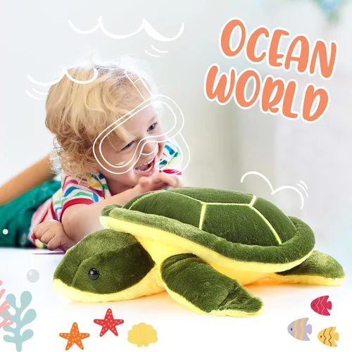 Vista 5 de Civaner Animales de peluche grandes de tortuga marina verde, juguetes de felpa suave y gigante, almohada corporal de tortuga oceánica, muñeca