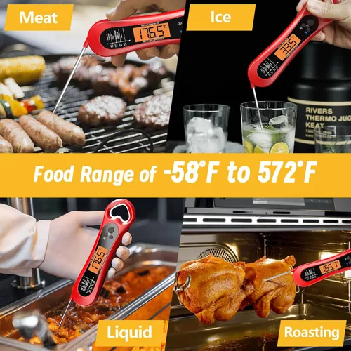 Vista 6 de Termómetro digital de carne, termómetro de carne de lectura instantánea para parrilla y cocina, con abridor de botellas, termómetro de alimentos