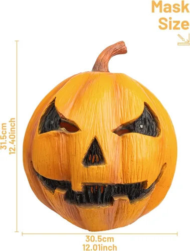 Vista 3 de Máscara de calabaza con ojos iluminados, disfraz de cabeza completa