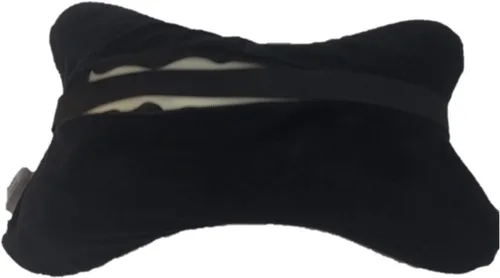 Vista 3 de Bookishbunny Almohadas de espuma viscoelástica con forma de hueso de perro con funda de terciopelo extraíble para automóvil, autobús, camión Negro