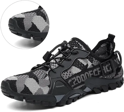 Vista 7 de TANGYUGEN Zapatos de agua para hombres y mujeres, zapatos de senderismo al aire libre, secado rápido, zapatos de playa para viajes, senderismo