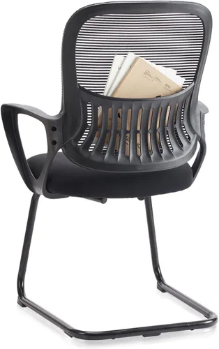 Vista 9 de DUMOS Silla de escritorio de oficina con base de trineo, sillas ergonómicas de malla ejecutiva para computadora con soporte lumbar para el hogar
