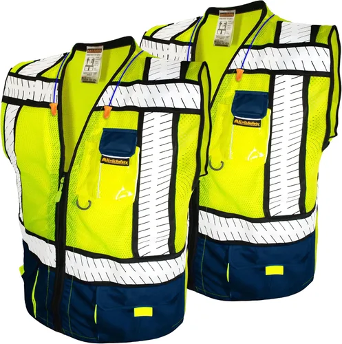 Vista 8 de KwikSafety - Chaleco de seguridad SHERIFF & SPECIALIST [Bolsillos de uso múltiple] Chaleco reflectante Clase 2 ANSI OSHA para hombres Negro (mangas)