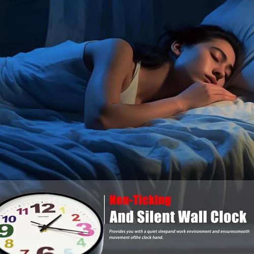 Vista 6 de Reloj de pared, 10 pulgadas, multicolor, silencioso, sin tictac, funciona con pilas, relojes de pared modernos para dormitorio, sala de estar