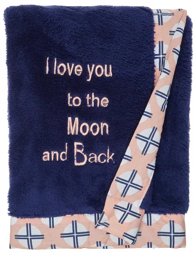 Vista 4 de bacati – Tribal/Azteca Felpa bordado 30 x 40 inches Manta de bebé Love You To The Moon & Back Coral/Azul marino)