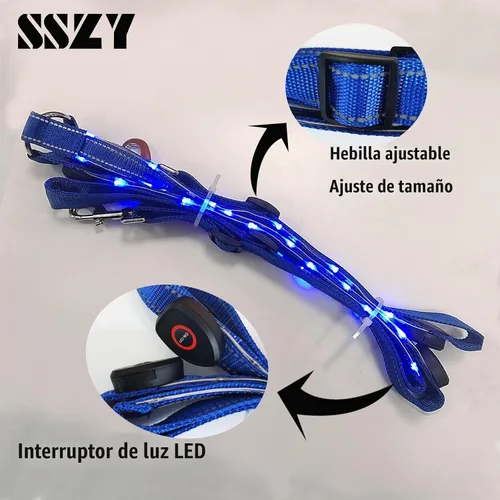 Vista 2 de SSZYace Adjustable LED Horse Breastplate Collar, Nylon LED Night Flashing Light Bar Harness Tack
