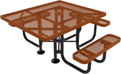Vista 102 de COATEDOUTDOORFURNITURE Mesa de picnic cuadrada de 46 pulgadas, expandida, color negro