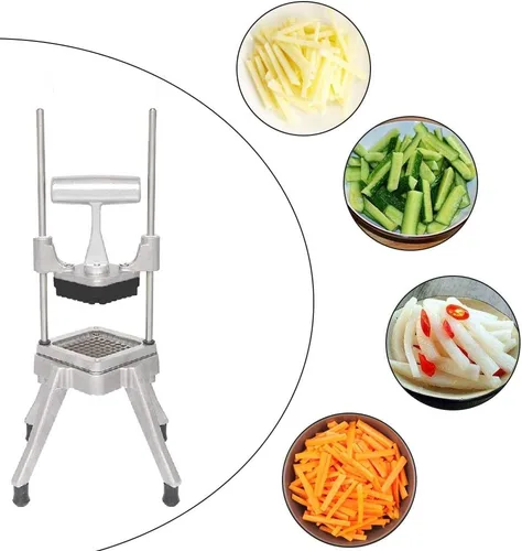 Vista 8 de ROVSUN Cortador de verduras comercial con 4 tamaños de cuchillas, cortador de patatas y papas fritas, cortador de frutas de acero inoxidable