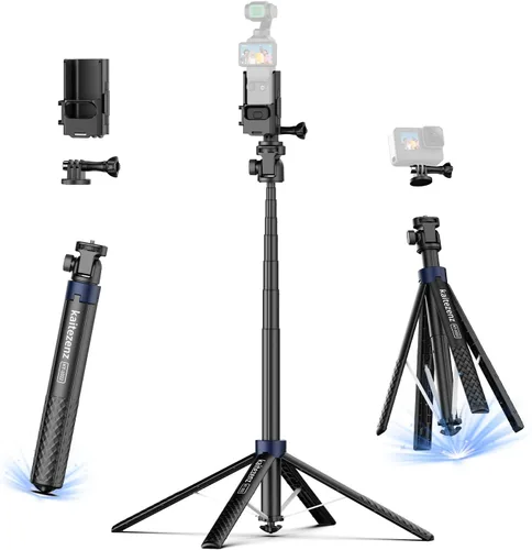 Vista 10 de Kaitezenz Trípode selfie stick para cámara GoPro, soporte de trípode extensible de 62 pulgadas con cabeza de bola de 360° tornillo de 1/4 pulgadas