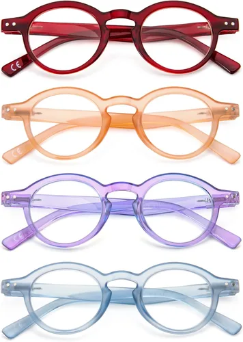 Vista 8 de 4 unidades de gafas de lectura pequeñas y redondas, cómodas, con marcos coloridos y elegantes para mujeres