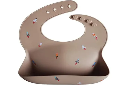 Vista 61 de Mushie - Babero de silicona para bebé, ajustable y resistente al agua (abejas) De 4 a 24 meses, lavable a máquina, correa ajustable