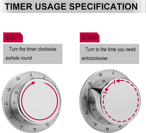 Vista 8 de Cute Rabbit Kitchen Timer Visual Timer for Cooking 60 Minute Wind Up Timers Stainless Steel Manual Magnetic Countdown Visual Mechanical Timers