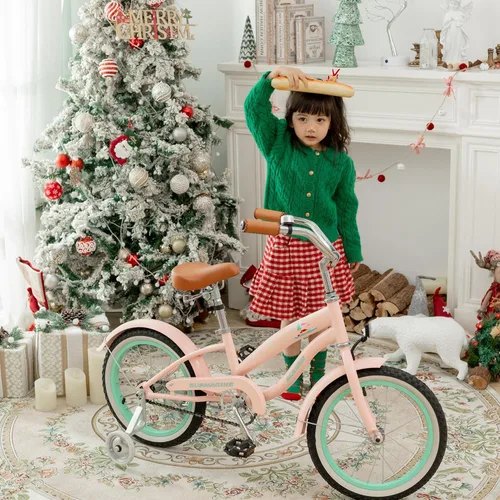 Vista 4 de ACEGER Bicicleta crucero de playa para niñas de 5 a 13 años, 16" 18" 20" 24" bicicleta de una sola velocidad para niños incluye freno contrapedal