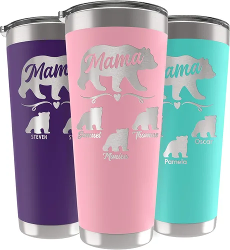 Vista 33 de Vaso de Mamá Oso, vaso personalizado para mamá Oro Rosa