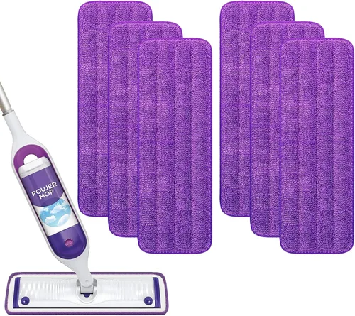 Vista 11 de Reusable Power Mop Refills Pads Compatible with Swiffer PowerMop Paquete de 4 (morado)