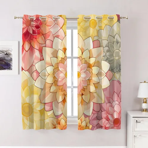 Vista 247 de Cortinas opacas de poliéster multicapa para cafetería, con diseño de diamantes, 2 unidades, 26 x 24 pulgadas