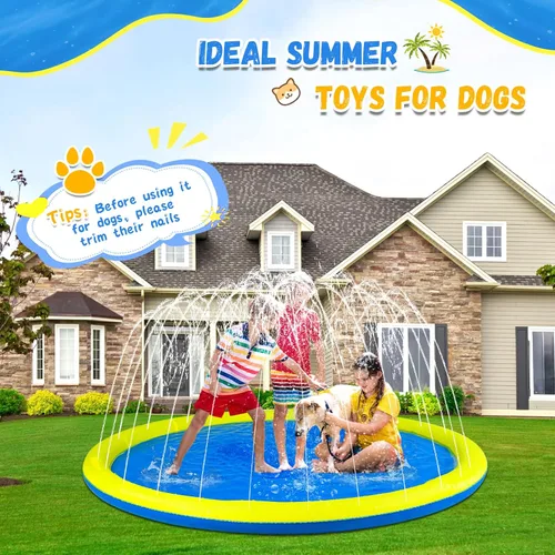 Vista 5 de Almohadilla de Salpicaduras Antideslizante Extra Grande de 107 Pulgadas para Niños y Perros, Piscina Infantil para Perros, Juguetes de Exterior