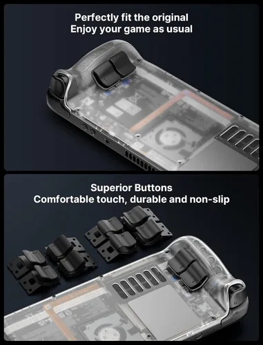 Vista 7 de JSAUX Transparent Back Plate Compatible for Steam Deck, DIY Clear Edition Replacement Shell Case Set Compatible with Steam Deck, Buttons with Three
