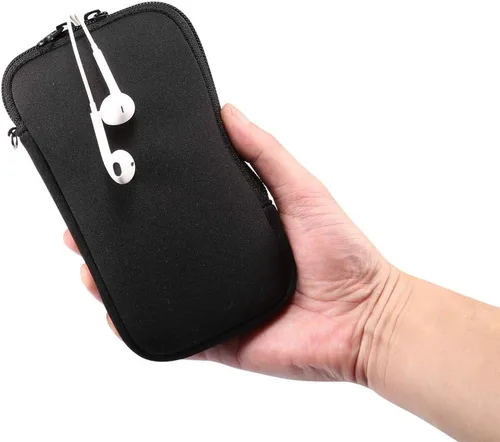Vista 4 de Funda pequeña de neopreno para teléfono celular, a prueba de golpes, con correa para el cuello para iPhone 13 Mini, 12 Mini, 11 Pro, XS, X, 8, SE