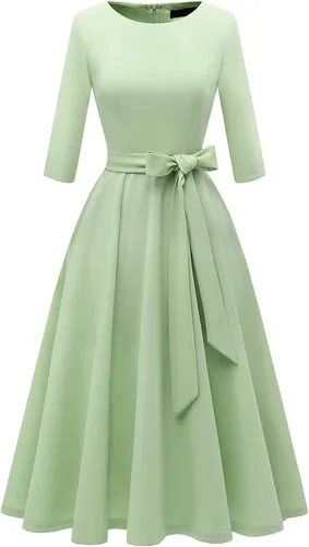 Vista 19 de DRESSTELLS Vestidos de cóctel para mujer, vestido vintage de boda para Negro