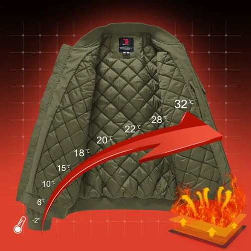 Vista 3 de Gopune Chaqueta bomber resistente al viento para hombre, abrigada y acolchada para invierno