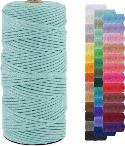 Vista 9 de Cordón de macramé de 0.079 pulgadas, cuerda de algodón natural de 109 yardas, hilo de cuerda de macramé para manualidades, ganchos de pared