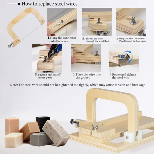 Vista 6 de Cortador de jabón profesional con alambre, herramienta de corte de madera ajustable, cortador de jabón para bricolaje, queso, mantequilla, pasteles