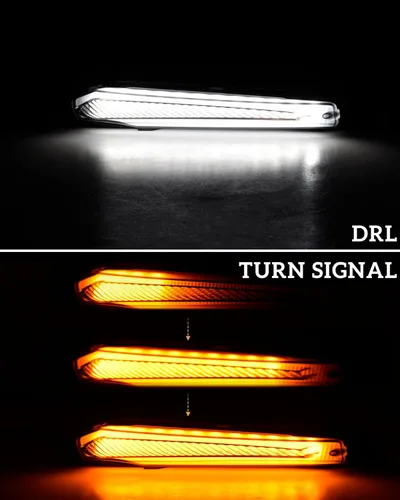 Vista 2 de SAUTVS luces LED para señal de giro delantera, luces de circulación diurna DRL, lámparas auxiliares de acento con luces intermitentes amarillas